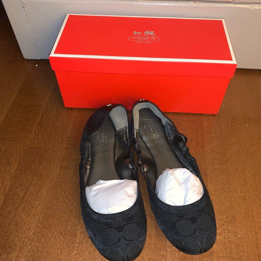 NWT Coach Black Ballet Flats
